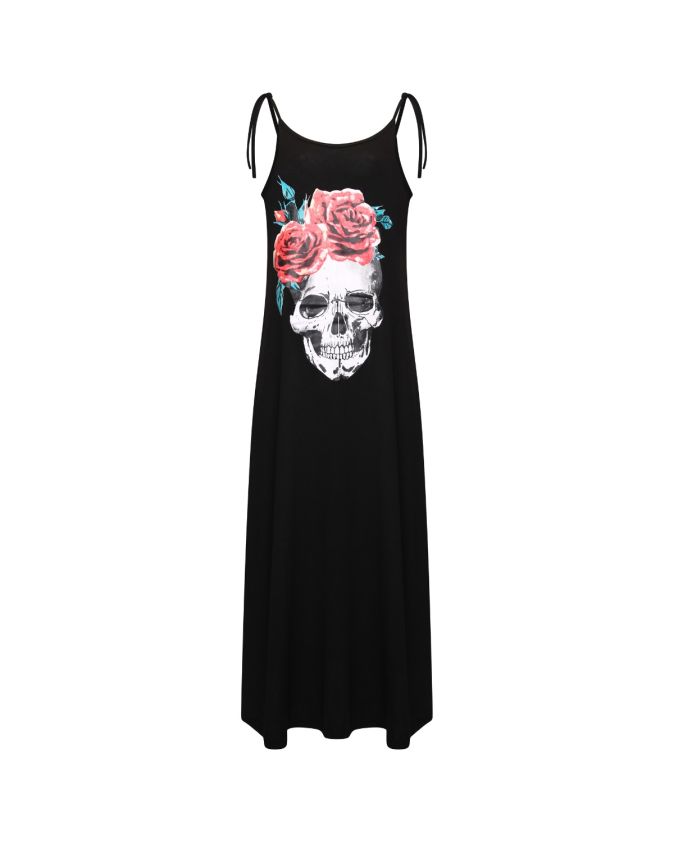 pink skull maxi dress